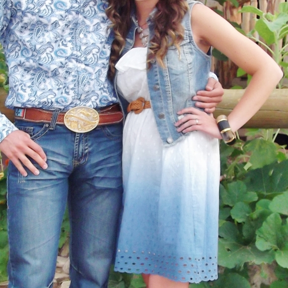 Maurices Ombre Strapless Dress With Brown Belt - Picture 5 of 8